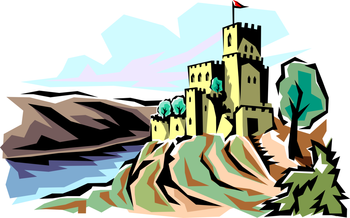 Vector Illustration Of Medieval Castle Fortification Clipart (1120x700), Png Download