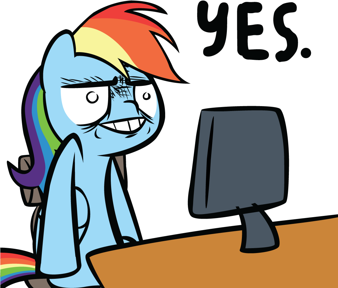Safe Rainbow Dash Reaction Image Computer Yes Artist Clipart (1100x1000), Png Download
