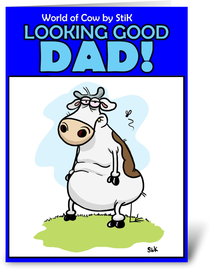 World Of Cow Father's/birthday Card Clipart (1050x1188), Png Download