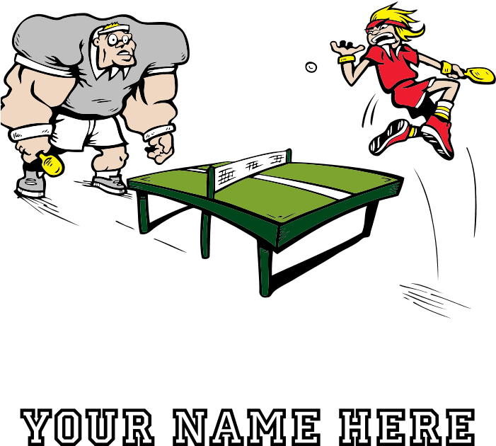 Custom Table Tennis Cartoon Drinking Glass Clipart (700x700), Png Download