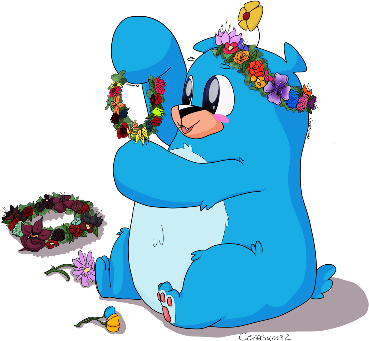 Bubble Blowing Baby Bear Making Flower Crowns For The Clipart (1280x1173), Png Download
