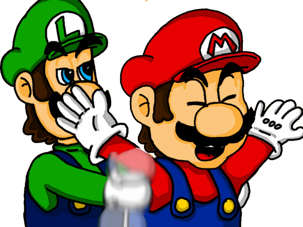 Luigi Tickling Mario By Emeffy Clipart (1024x768), Png Download