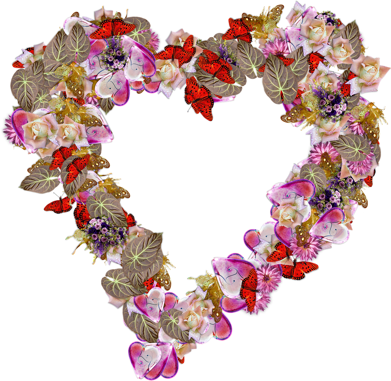 Heart Flowers Png Love Png Image Clipart (1280x1246), Png Download