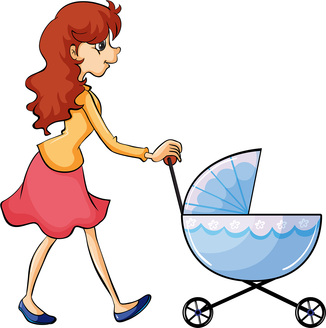图片卡通手绘> 【png】 推着婴儿车的超级奶妈 1500 X Clipart (1500x1500), Png Download