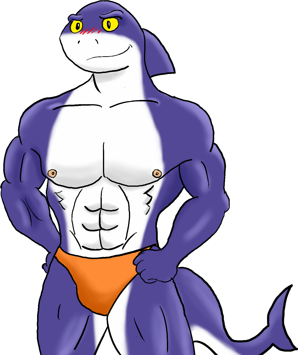 Blushing Blue Shark Clipart (1469x1596), Png Download