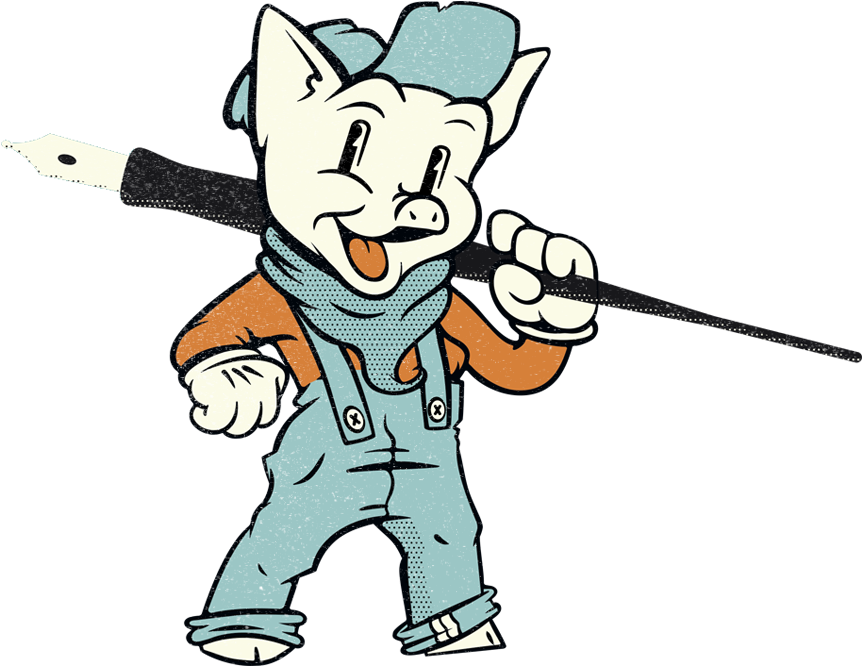 Brick Illustration, Retro Illustration, Pig Mascot, Clipart (900x722), Png Download