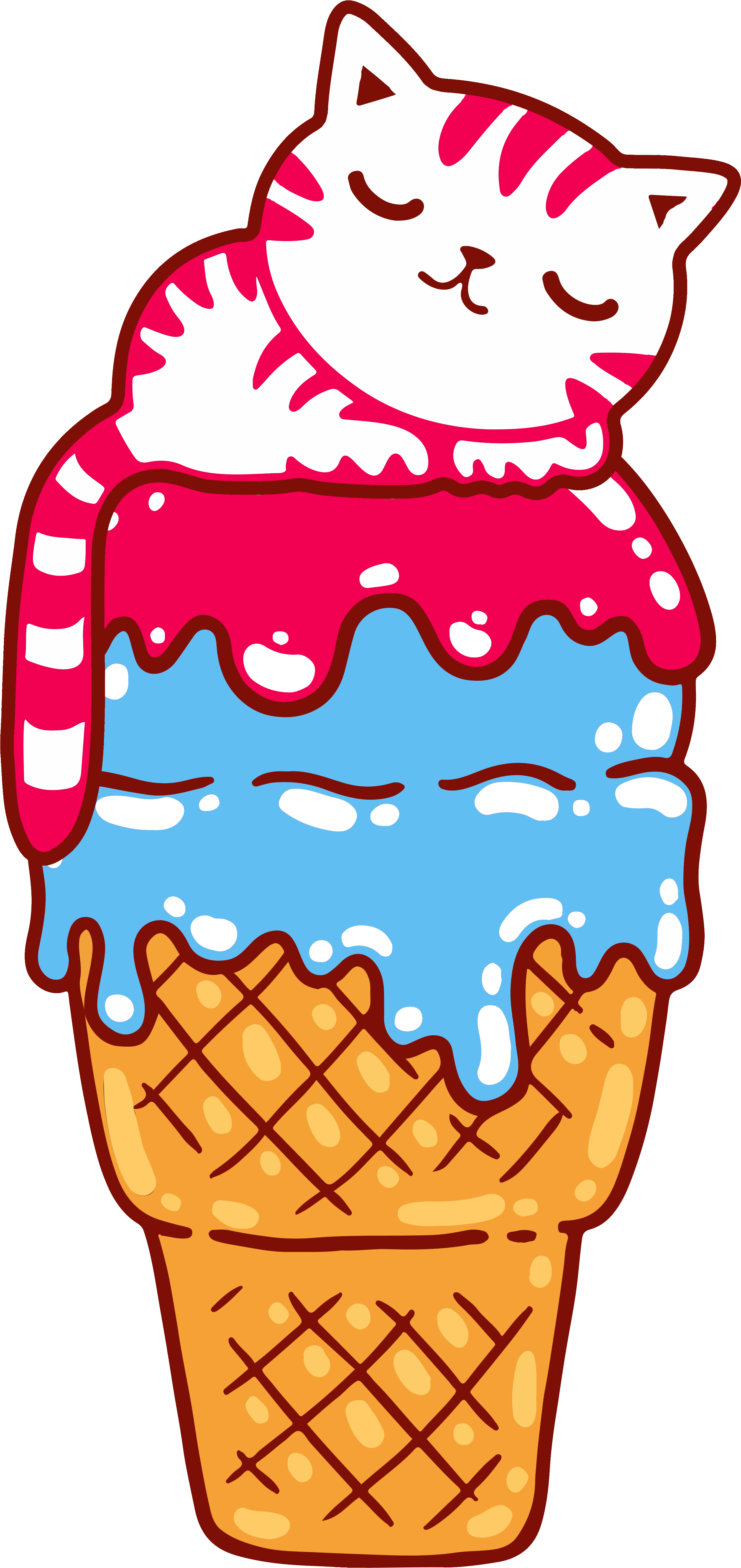 Cat Ice Cream Cone Artwork Clipart (4500x6000), Png Download