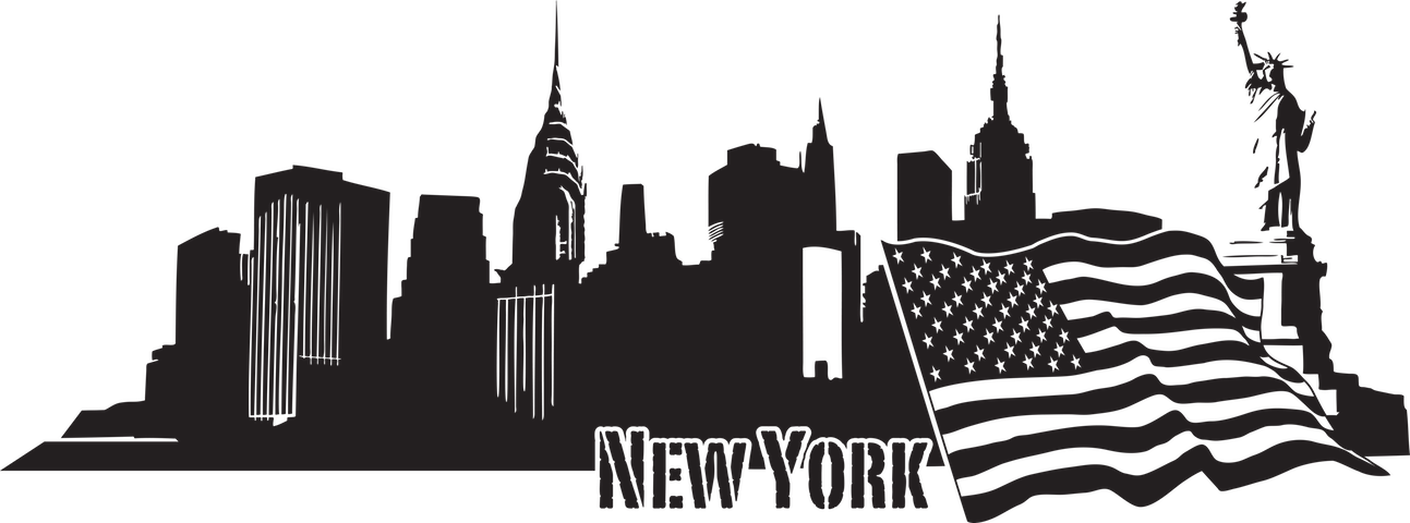 New York Skyline Wall Decal Clipart (1293x480), Png Download