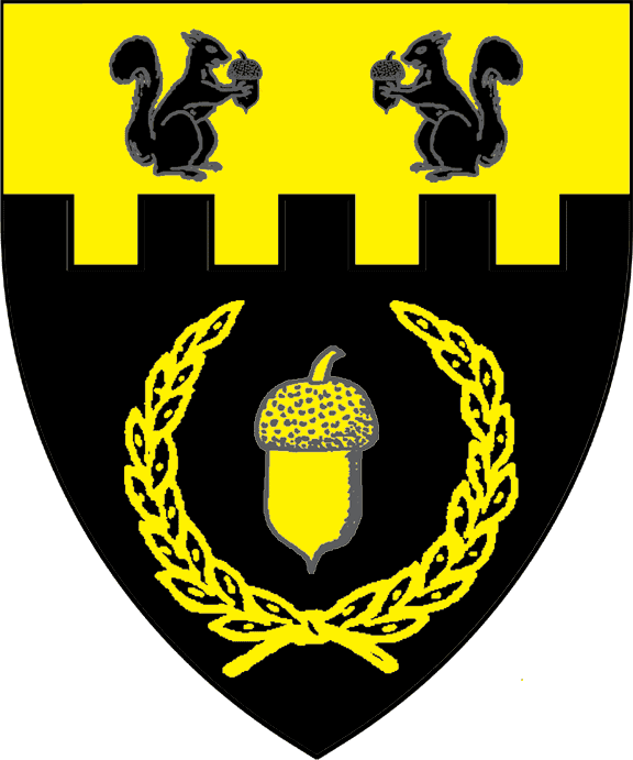 Sable, An Acorn Within A Laurel Wreath And On A Chief Clipart (576x691), Png Download