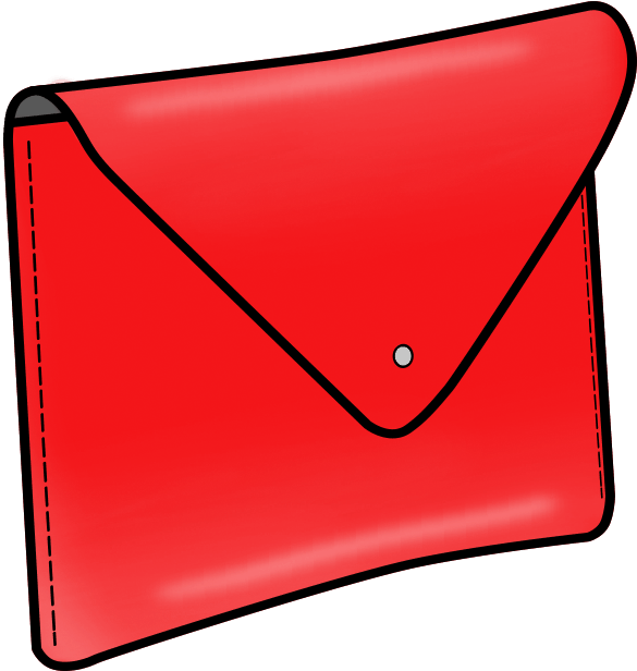 Elongated Envelope Clutch In Patent Rosy Red Leather Clipart (1000x1000), Png Download