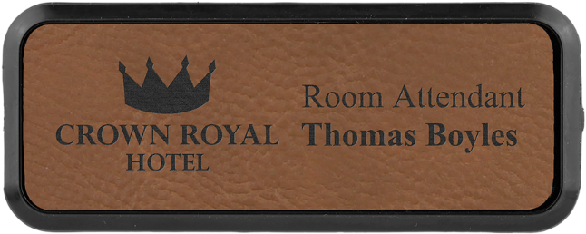 Leatherette Name Badges In Black Plastic Frames Clipart (675x675), Png Download