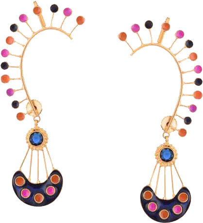 Red Jewels Funky Ear Clipart (600x600), Png Download