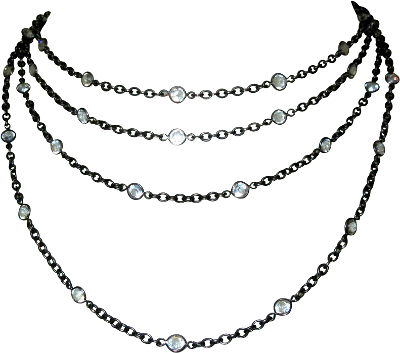 Clip Art Free Download Gunmetal Crystal Chain Necklace - Png Download (790x790), Png Download