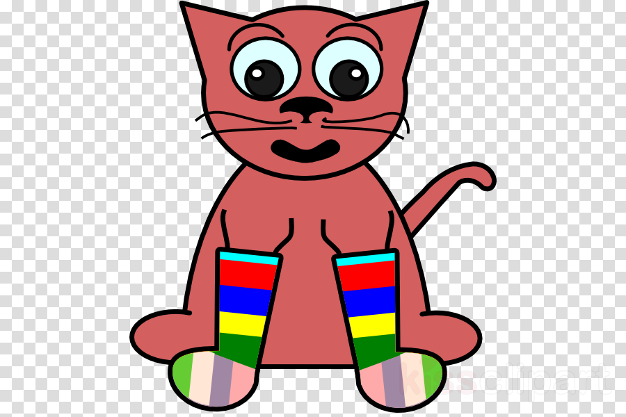 Cat With Socks Cartoon Clipart Cat Kitten Clip Art - Png Download (900x600), Png Download