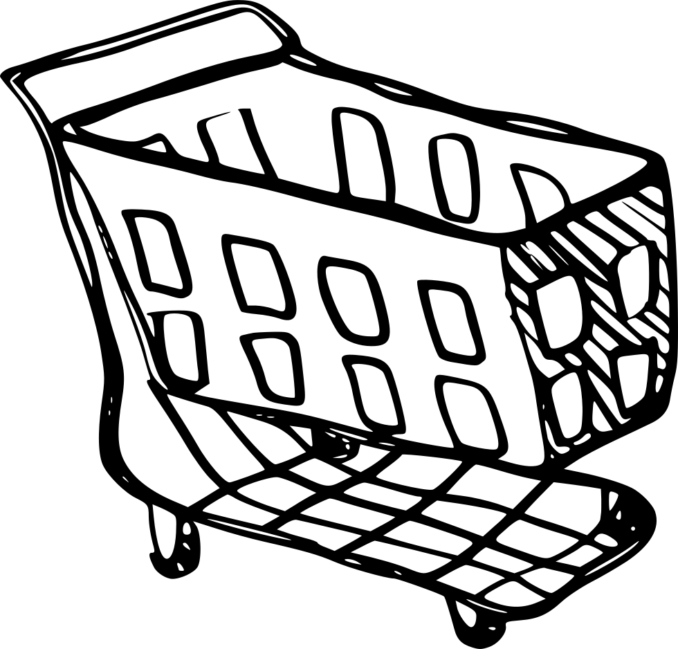 Cart Drawing Shopping Basket Clipart (980x938), Png Download