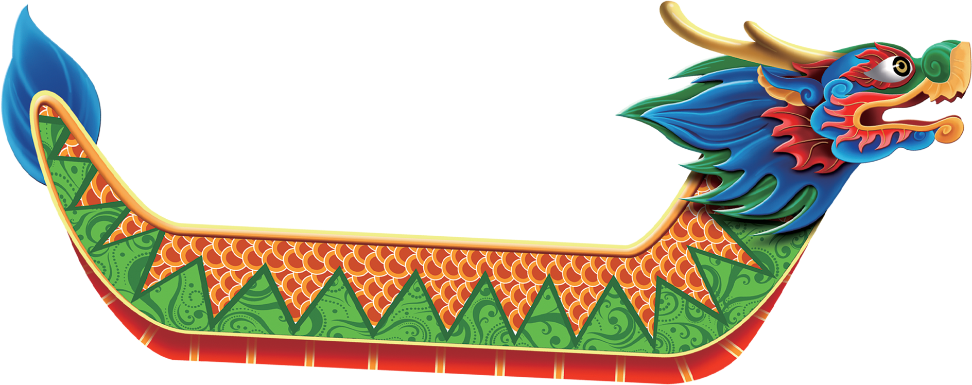 端午彩绘龙舟 Clipart (1911x789), Png Download