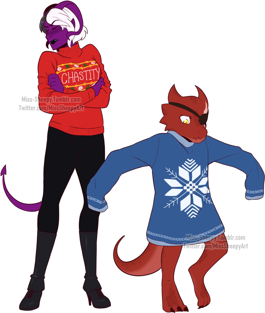 Some More Holiday Sweater Commissions These Two Aren't Clipart (1000x1159), Png Download