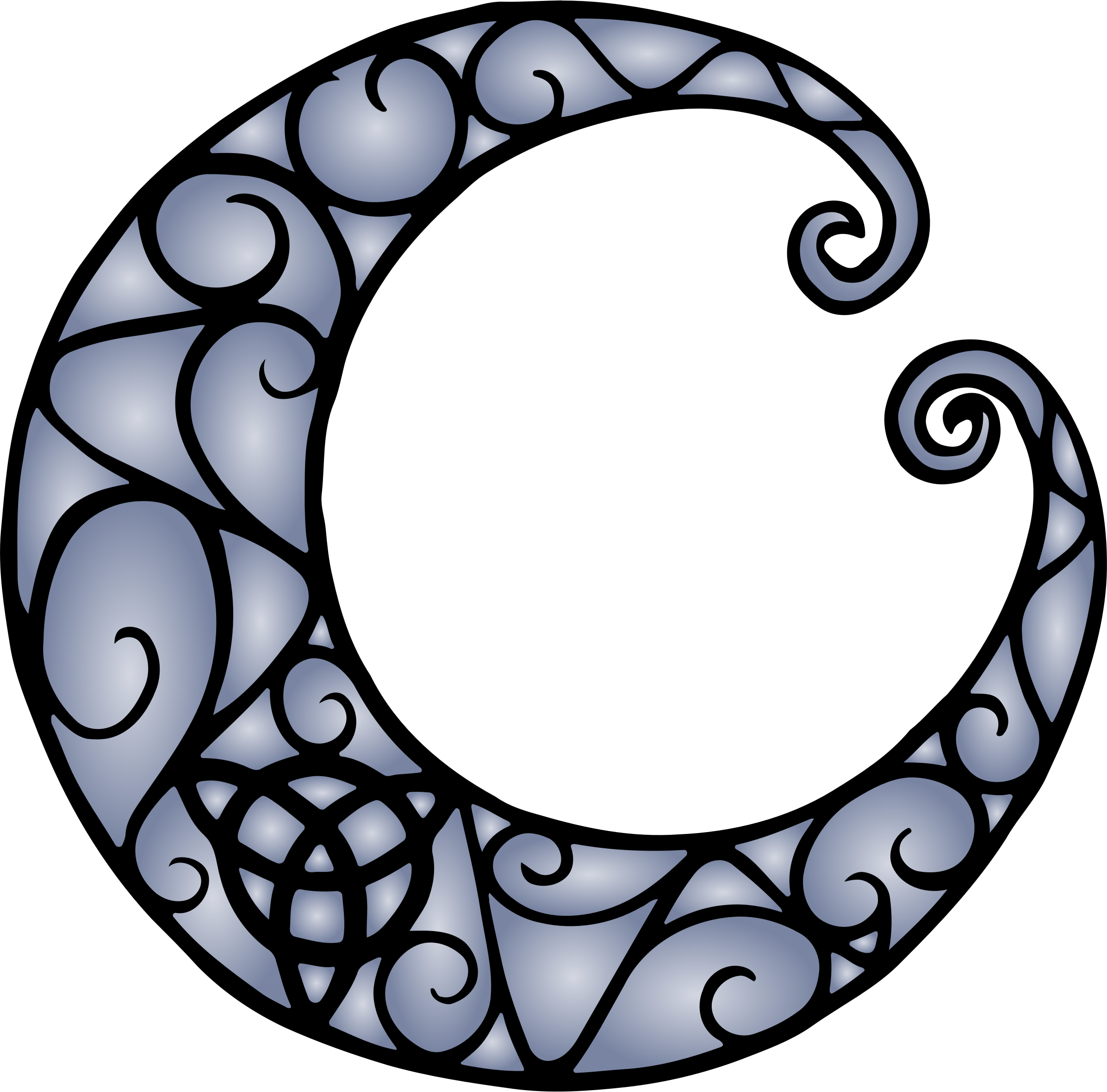 Decorative Moon Vectorized By Firkin Clipart (2392x2361), Png Download