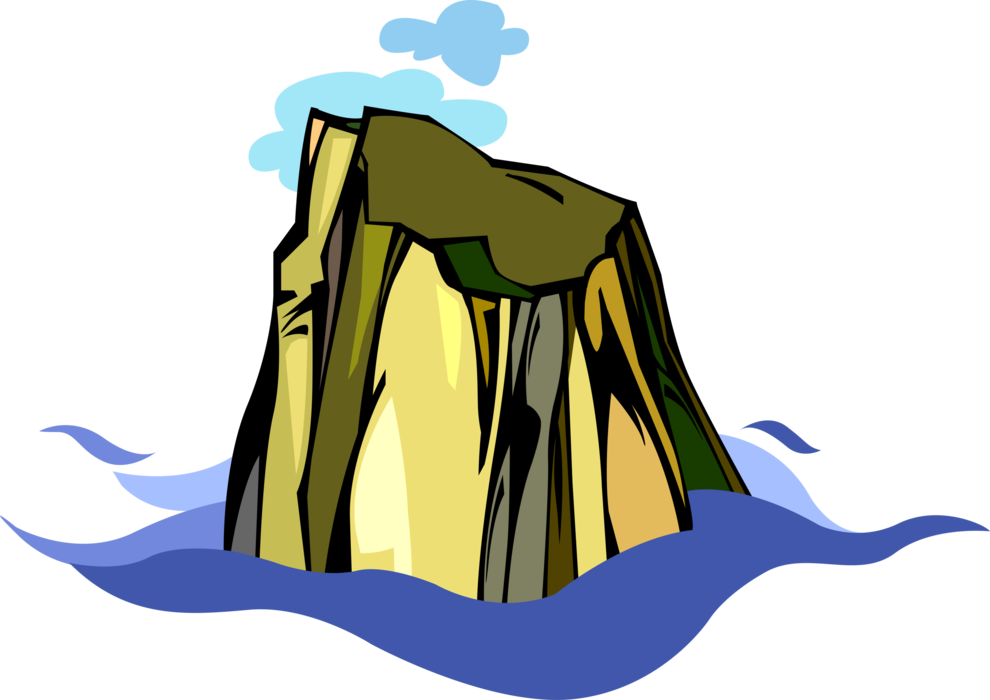 Vector Illustration Of Emergent Land Island Surrounded Clipart (990x700), Png Download