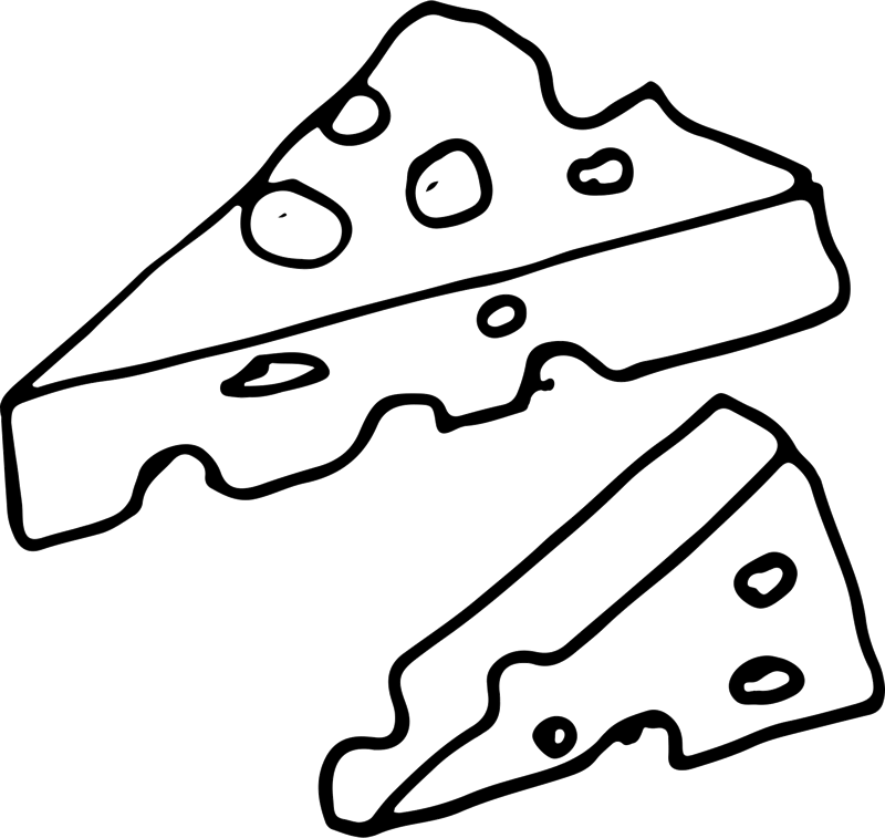 Two Cheese Wedges Rubber Stamp Clipart (600x568), Png Download