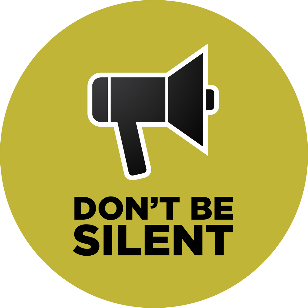 A Golden Circle Contains A Black Megaphone And The Clipart (1000x1000), Png Download