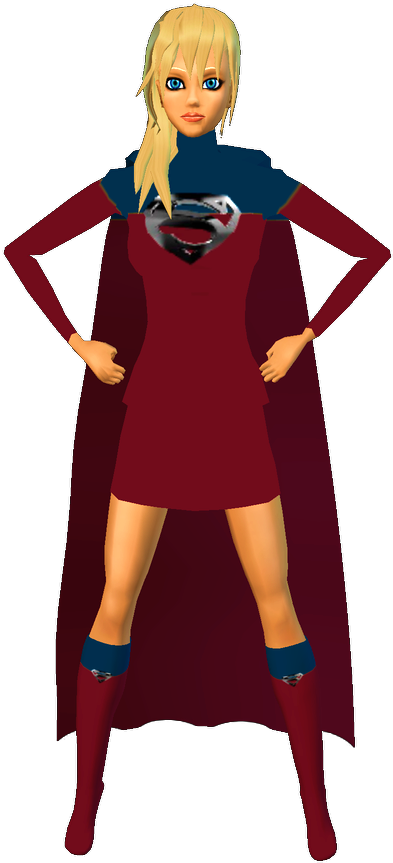 Supergirl Redblu Skirt Clipart (393x863), Png Download