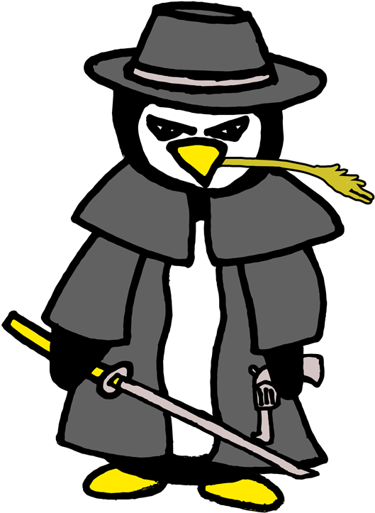 Penguin Cowboy Samurai Clipart (535x768), Png Download