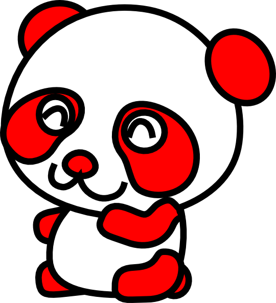 Red And White Panda Clipart (540x593), Png Download