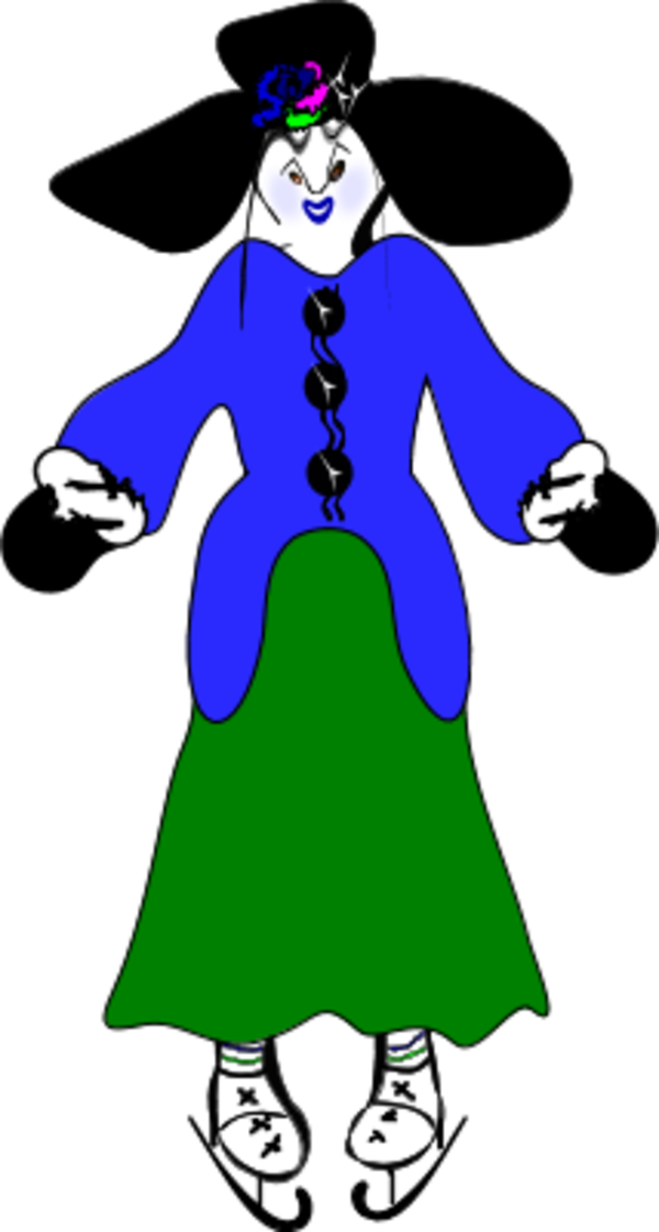 Lady Wearing Hat And Ice Skating Shoes - Clip Art - Png Download (600x1121), Png Download