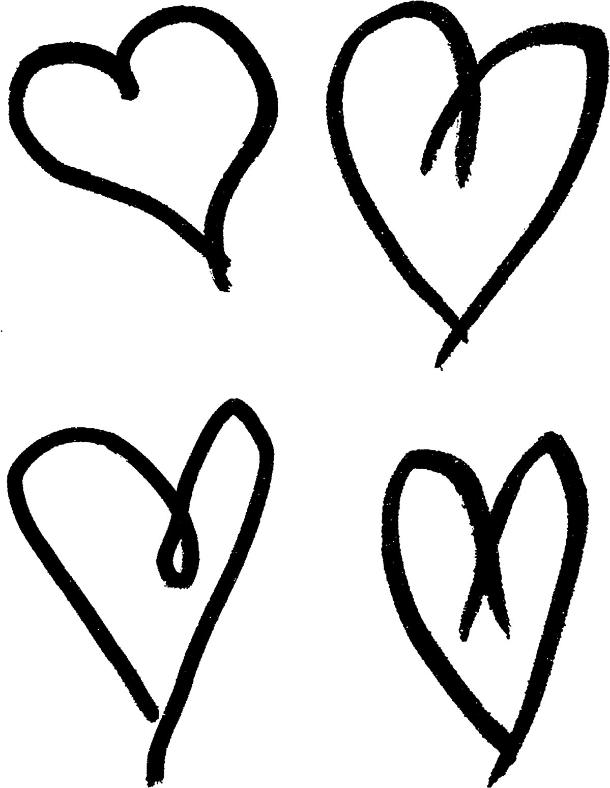 Hand Drawn Hearts Illustrations Collage Sheet Printable Clipart (1237x1600), Png Download