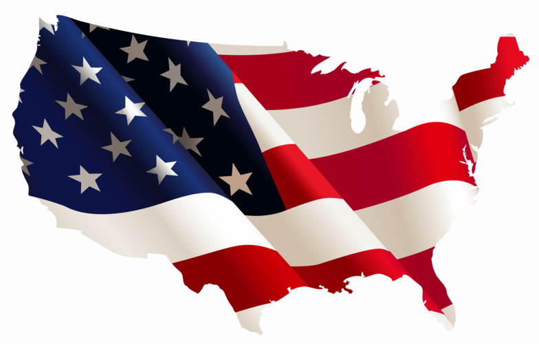 727 - 808 - - American Flag Map Png Clipart (784x500), Png Download