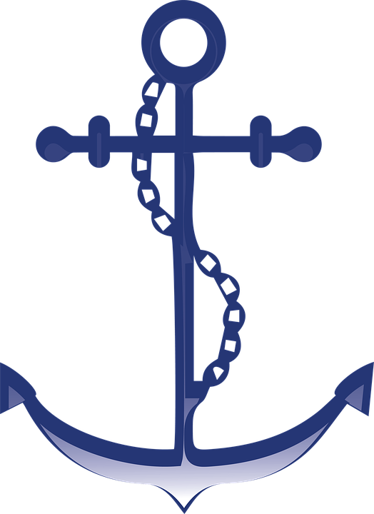 Anchor Clipart Sailor - Blue Anchor On Mint Stripes Keychain, Adult Unisex, - Png Download (524x720), Png Download