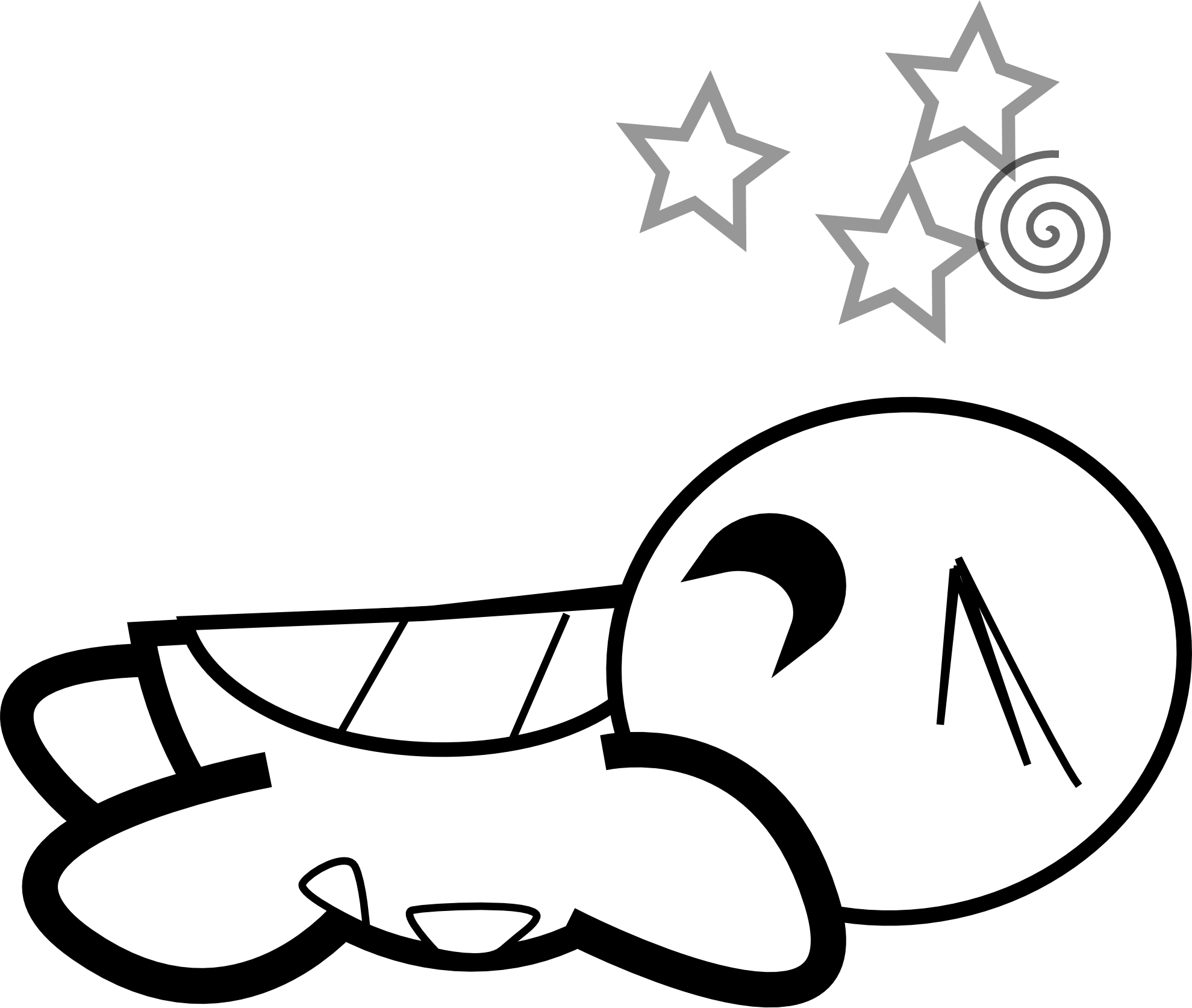 Feraliminal Turtle Stunned Black White Line Art 999px - Stunned Clipart - Png Download (999x845), Png Download