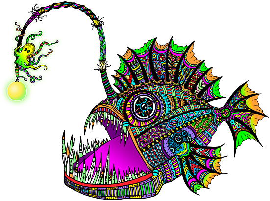 Clipart Transparent Download Electric Angler Fish Onesie - Electric Angler Fish Tote Bag, Adult Unisex, Natural - Png Download (600x519), Png Download