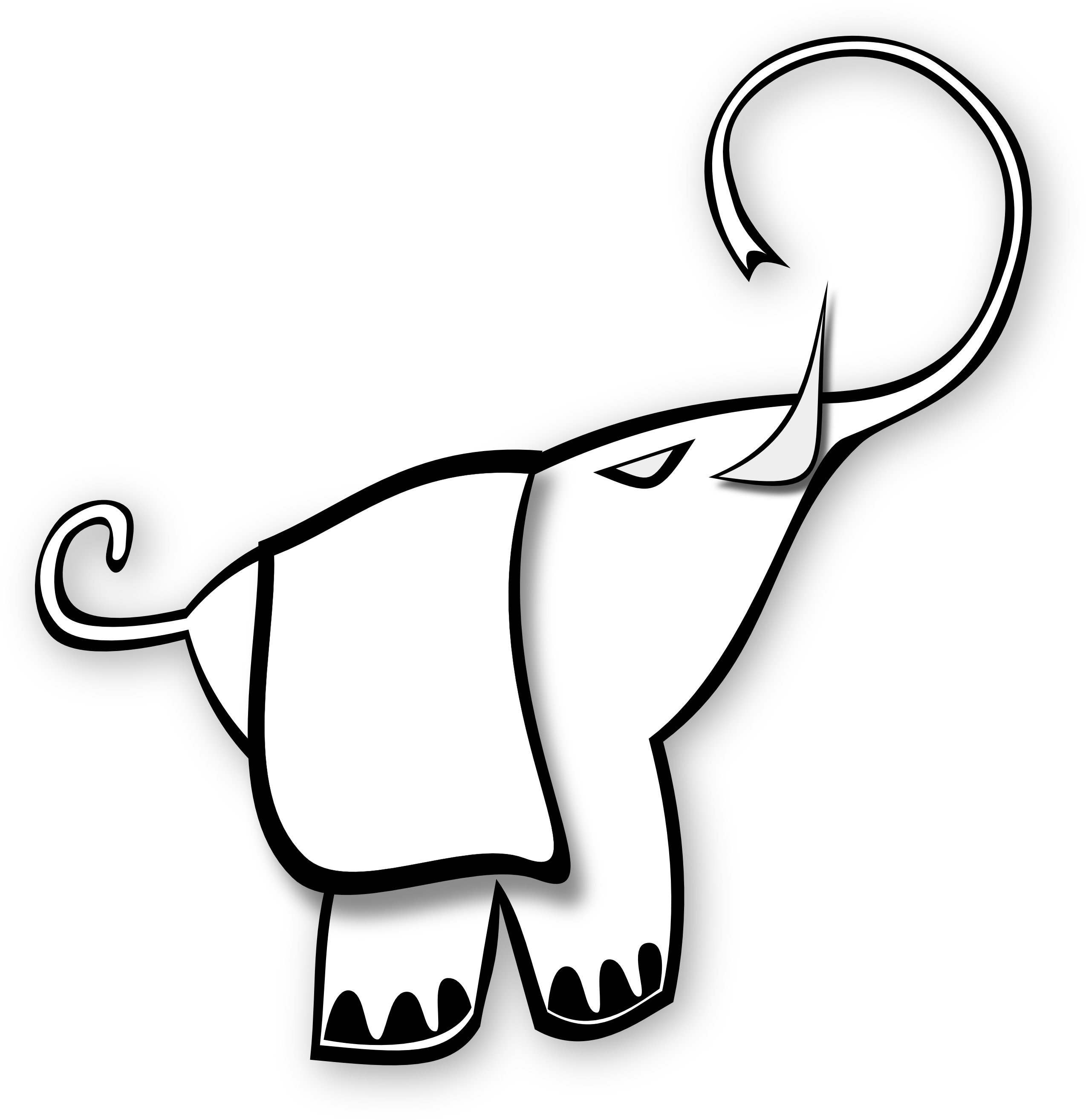 Elephant Line Drawing - Super Blue Elephant Clipart (2555x2631), Png Download