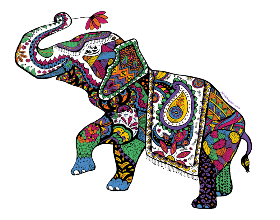 Colorful Elephant Png Clipart Indian Elephant Elephants - Thailand Elephant Clip Art Transparent Png (900x709), Png Download