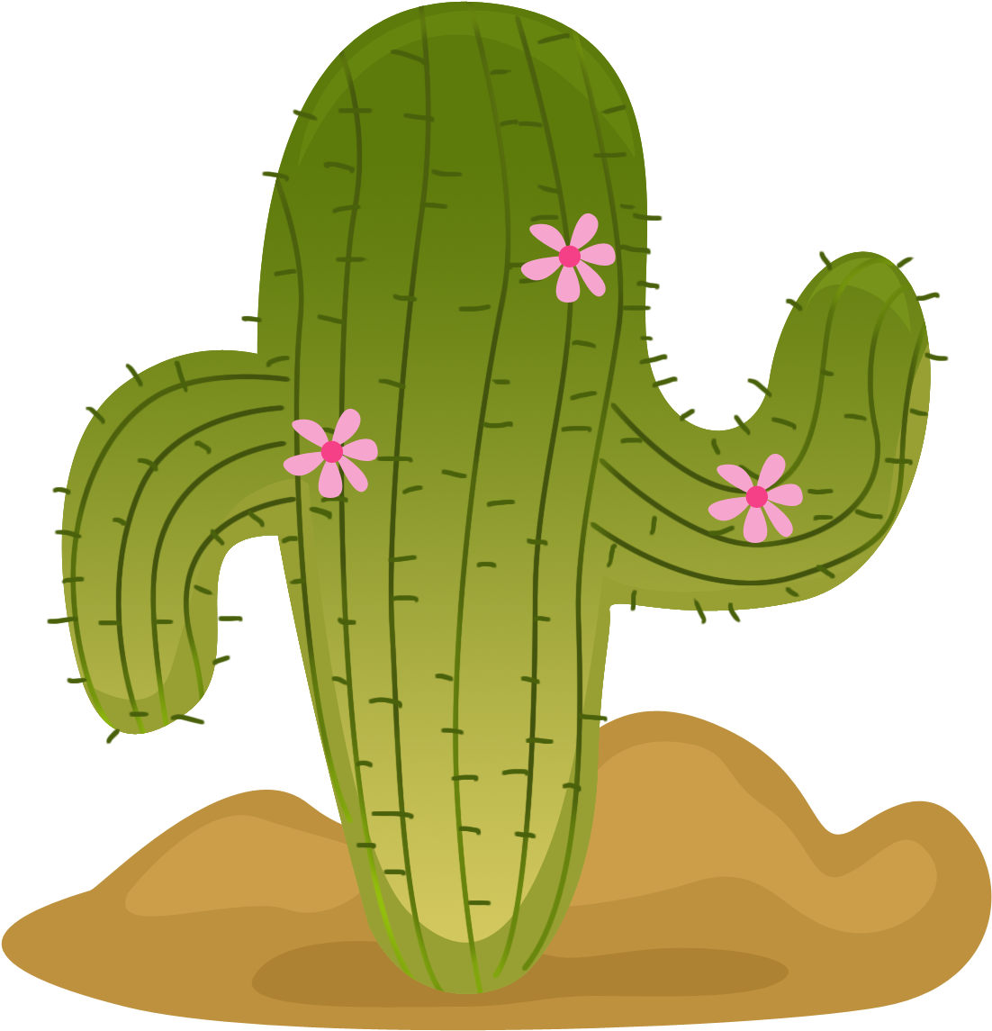 Cactus Mexicano Png Image Black And White - Cactus Con Flores Animado Clipart (1200x1200), Png Download