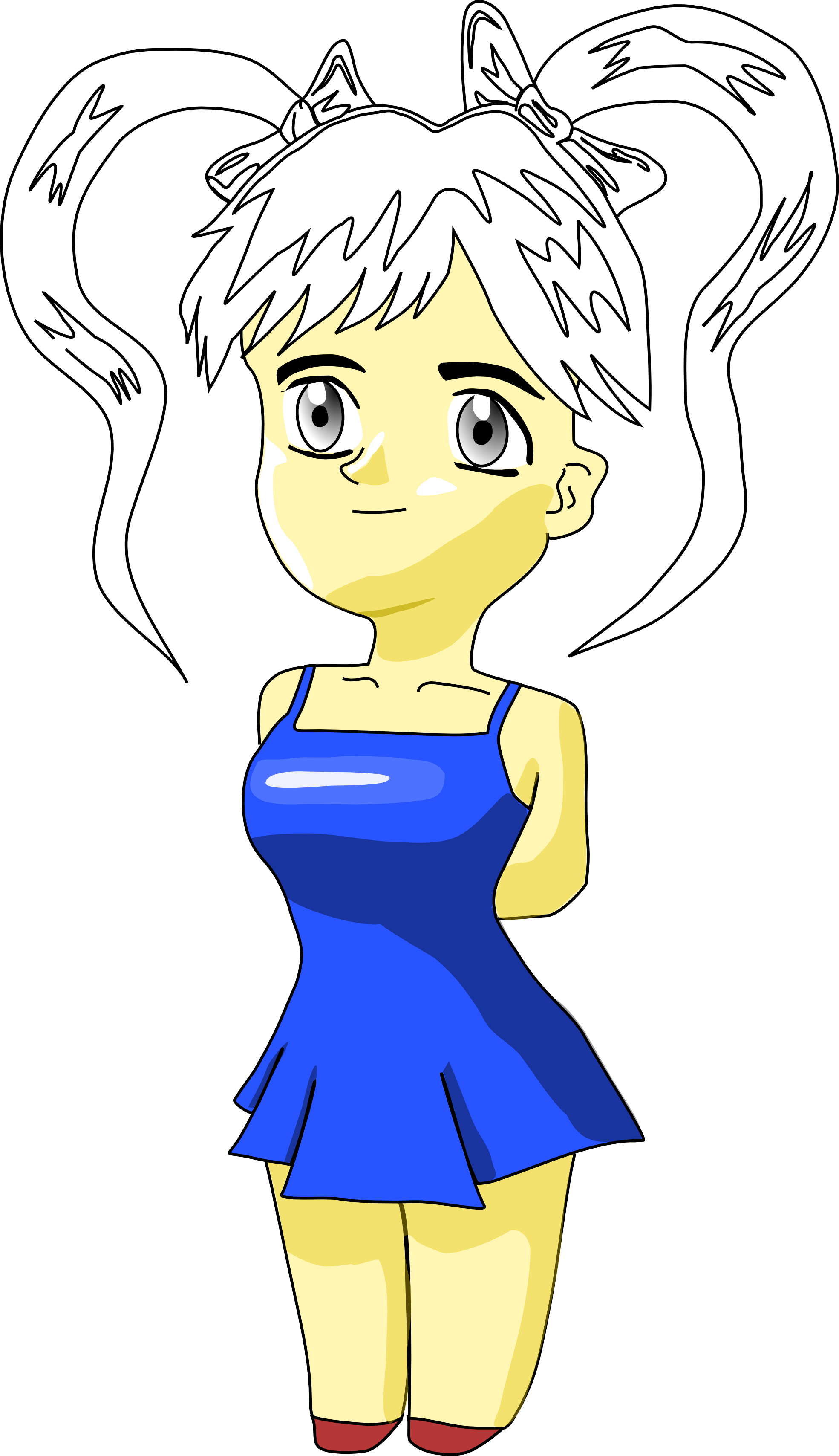 Chibi Character Black White Line Art Scalable Vector - Clip Art - Png Download (1969x3415), Png Download