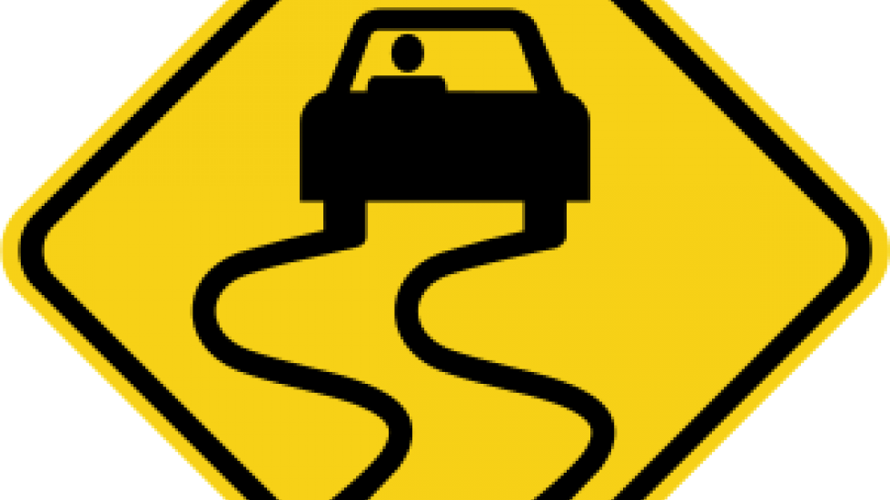 Warm, Windy Weather Making Sask - Slippery When Wet Traffic Sign Clipart (980x551), Png Download