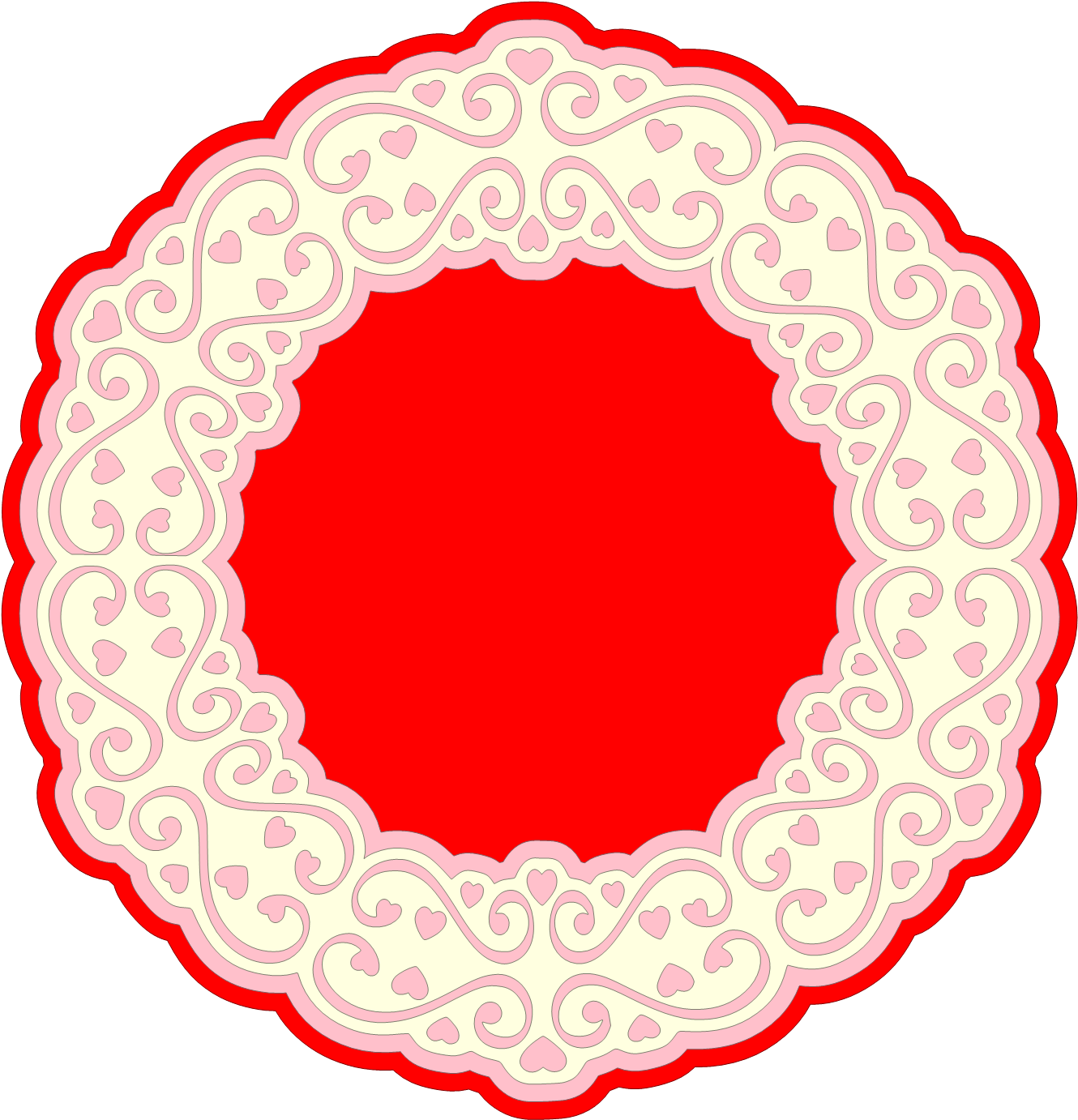 Heart Border For Doily Clipart (1355x1407), Png Download