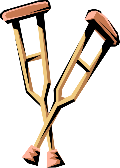 Vector Illustration Of Mobility Aid Crutches For Short-term Clipart (498x700), Png Download