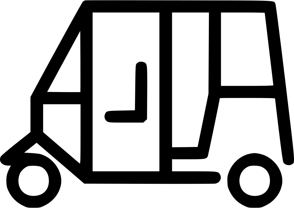 Auto Rickshaw Png Black And White Transparent Auto Clipart (980x696), Png Download