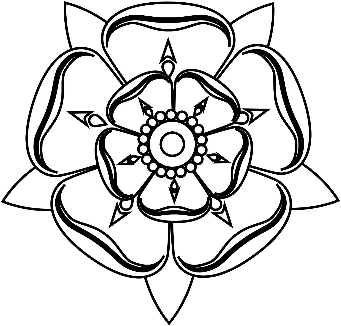 Small Tudor Roses To Colour In Clipart Best Tudor Rose - Png Download (1024x979), Png Download