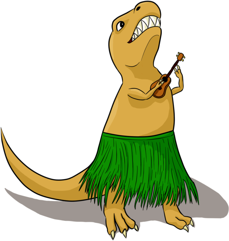 T Rex Playing Ukulele By Defy Gravity Clipart (891x896), Png Download
