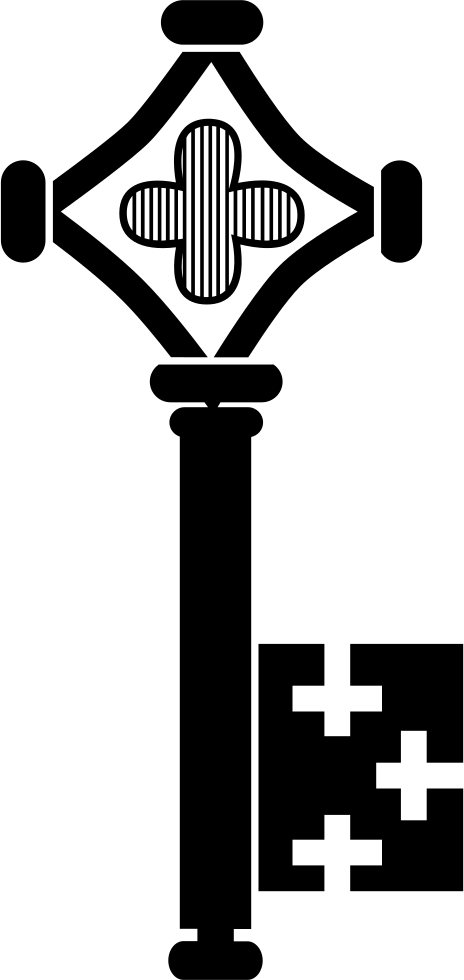 Key With A Rhombus A Flower And Crosses Comments Clipart (464x980), Png Download