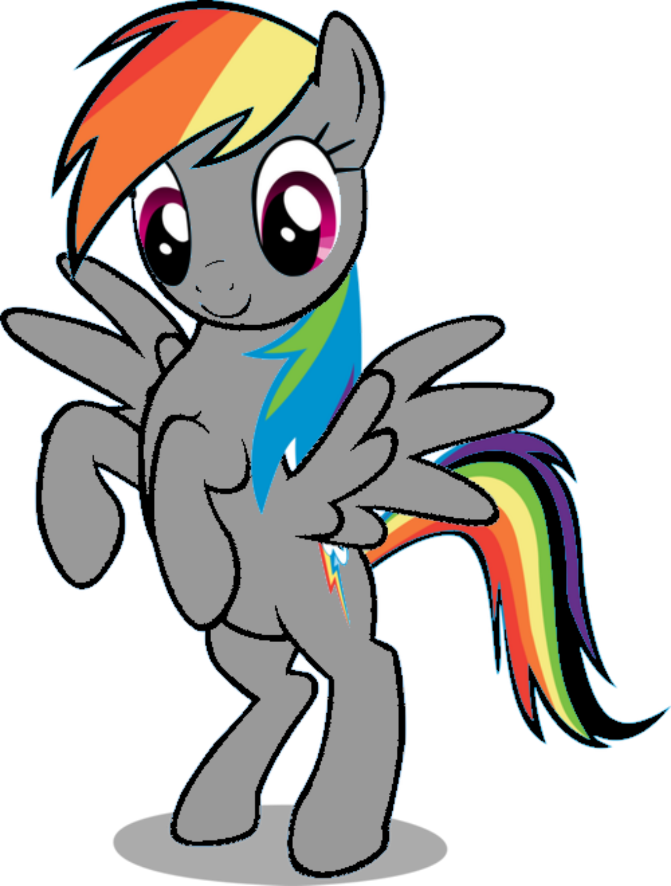 Gray Rainbow Dash Standing On Two Legs Mlp My Little Clipart (1360x1795), Png Download