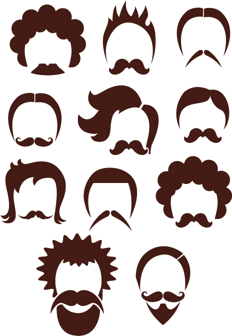 Stickers Kit Perruques Homme Moustache Barbe Clipart (800x800), Png Download