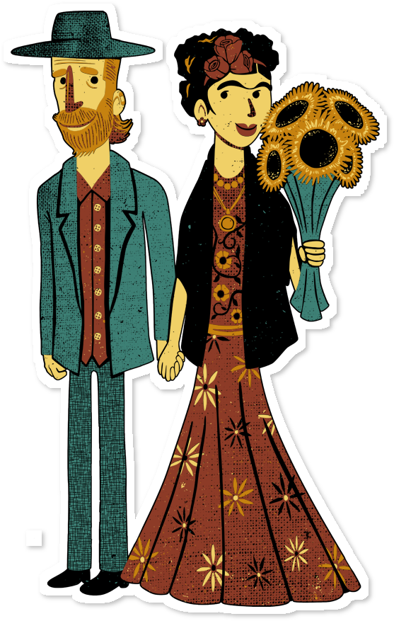 Adesivo Love Is Art Frida Kahlo And Van Gogh De Tobias Clipart (557x877), Png Download