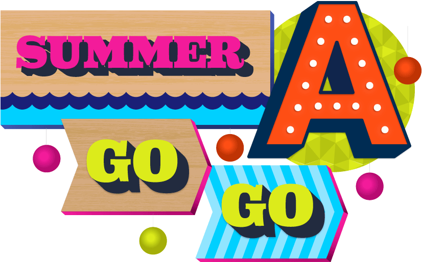 Summer A Go Go Overhead Signage Clipart (960x629), Png Download