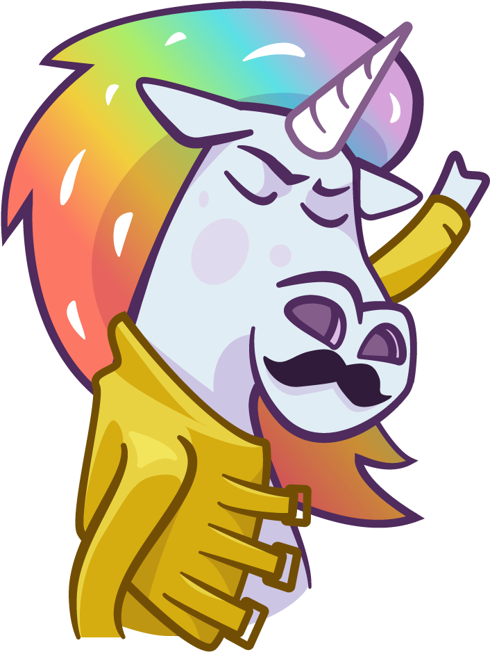 Uniquely Unicorn Raising His Fist In A Freddie Mercury Clipart (1024x1024), Png Download